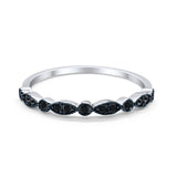 Half Eternity Wedding Ring Art Deco Simulated Cubic Zirconia 925 Sterling Silver