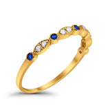 Half Eternity Wedding Ring Art Deco Simulated Cubic Zirconia 925 Sterling Silver