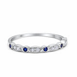 Half Eternity Wedding Ring Art Deco Simulated Cubic Zirconia 925 Sterling Silver