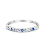 Half Eternity Wedding Ring Art Deco Simulated Cubic Zirconia 925 Sterling Silver