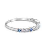 Half Eternity Wedding Ring Art Deco Simulated Cubic Zirconia 925 Sterling Silver