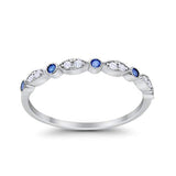 Half Eternity Wedding Ring Art Deco Simulated Cubic Zirconia 925 Sterling Silver