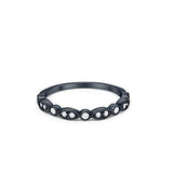 Half Eternity Wedding Ring Art Deco Simulated Cubic Zirconia 925 Sterling Silver