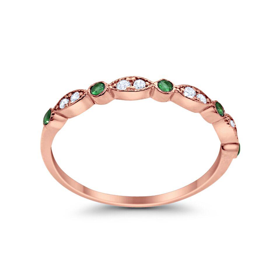 Half Eternity Wedding Ring Art Deco Simulated Cubic Zirconia 925 Sterling Silver