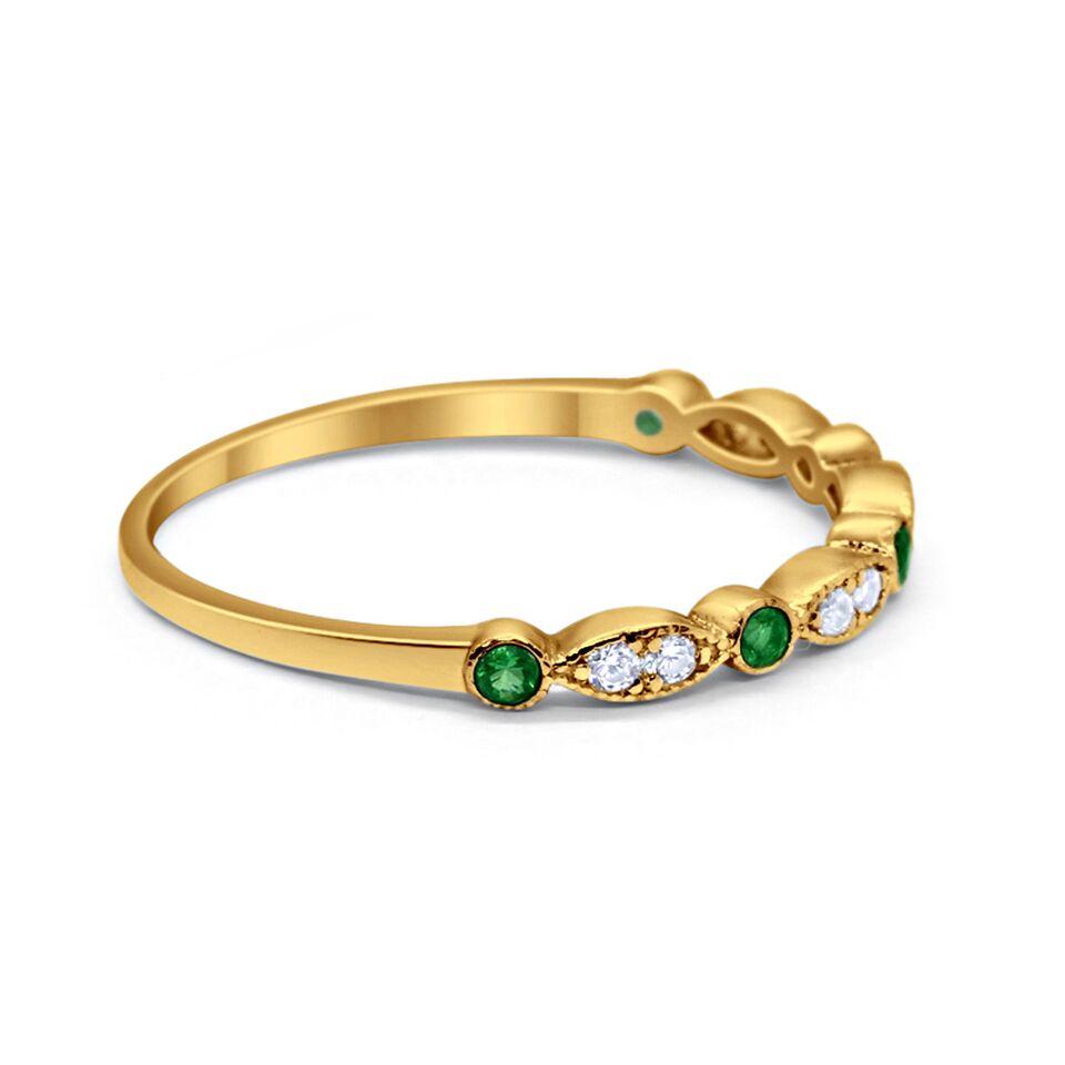 Half Eternity Wedding Ring Art Deco Simulated Cubic Zirconia 925 Sterling Silver