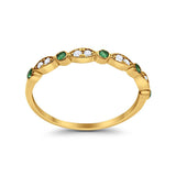 Half Eternity Wedding Ring Art Deco Simulated Cubic Zirconia 925 Sterling Silver