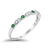 Half Eternity Wedding Ring Art Deco Simulated Cubic Zirconia 925 Sterling Silver