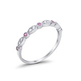 Half Eternity Wedding Ring Art Deco Simulated Cubic Zirconia 925 Sterling Silver