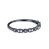 Half Eternity Wedding Ring Art Deco Simulated Cubic Zirconia 925 Sterling Silver