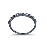 Half Eternity Wedding Ring Art Deco Simulated Cubic Zirconia 925 Sterling Silver