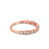 Half Eternity Wedding Ring Art Deco Simulated Cubic Zirconia 925 Sterling Silver