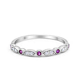 Half Eternity Wedding Ring Art Deco Simulated Cubic Zirconia 925 Sterling Silver