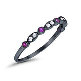 Half Eternity Wedding Ring Art Deco Simulated Cubic Zirconia 925 Sterling Silver