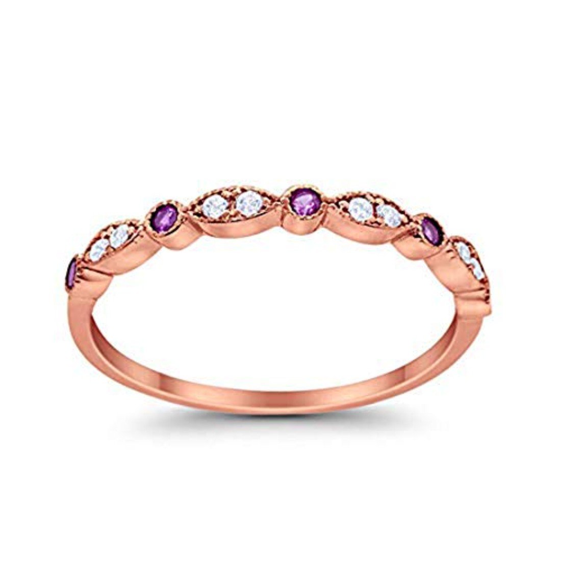 Half Eternity Wedding Ring Art Deco Simulated Cubic Zirconia 925 Sterling Silver