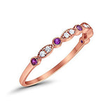 Half Eternity Wedding Ring Art Deco Simulated Cubic Zirconia 925 Sterling Silver