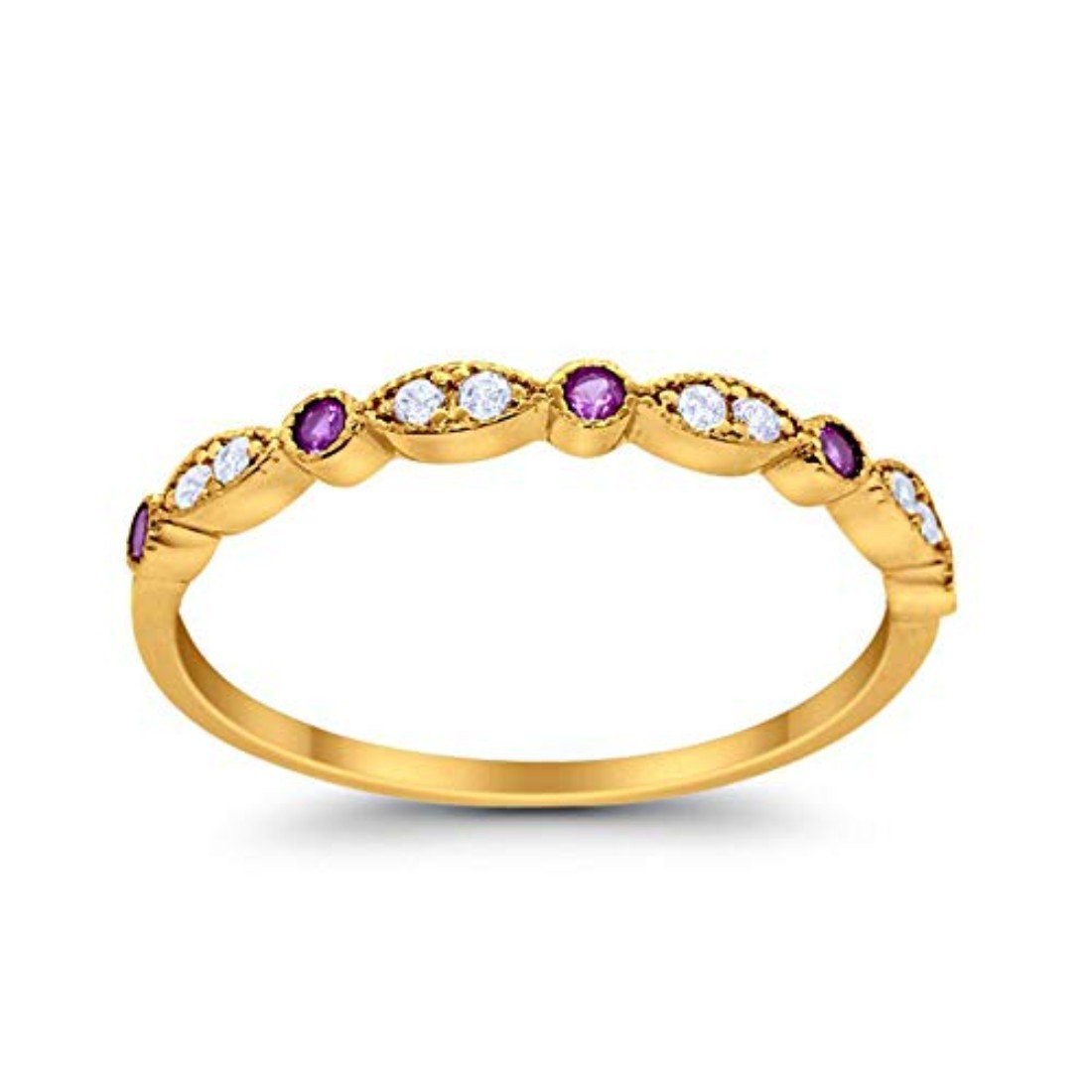 Half Eternity Wedding Ring Art Deco Simulated Cubic Zirconia 925 Sterling Silver