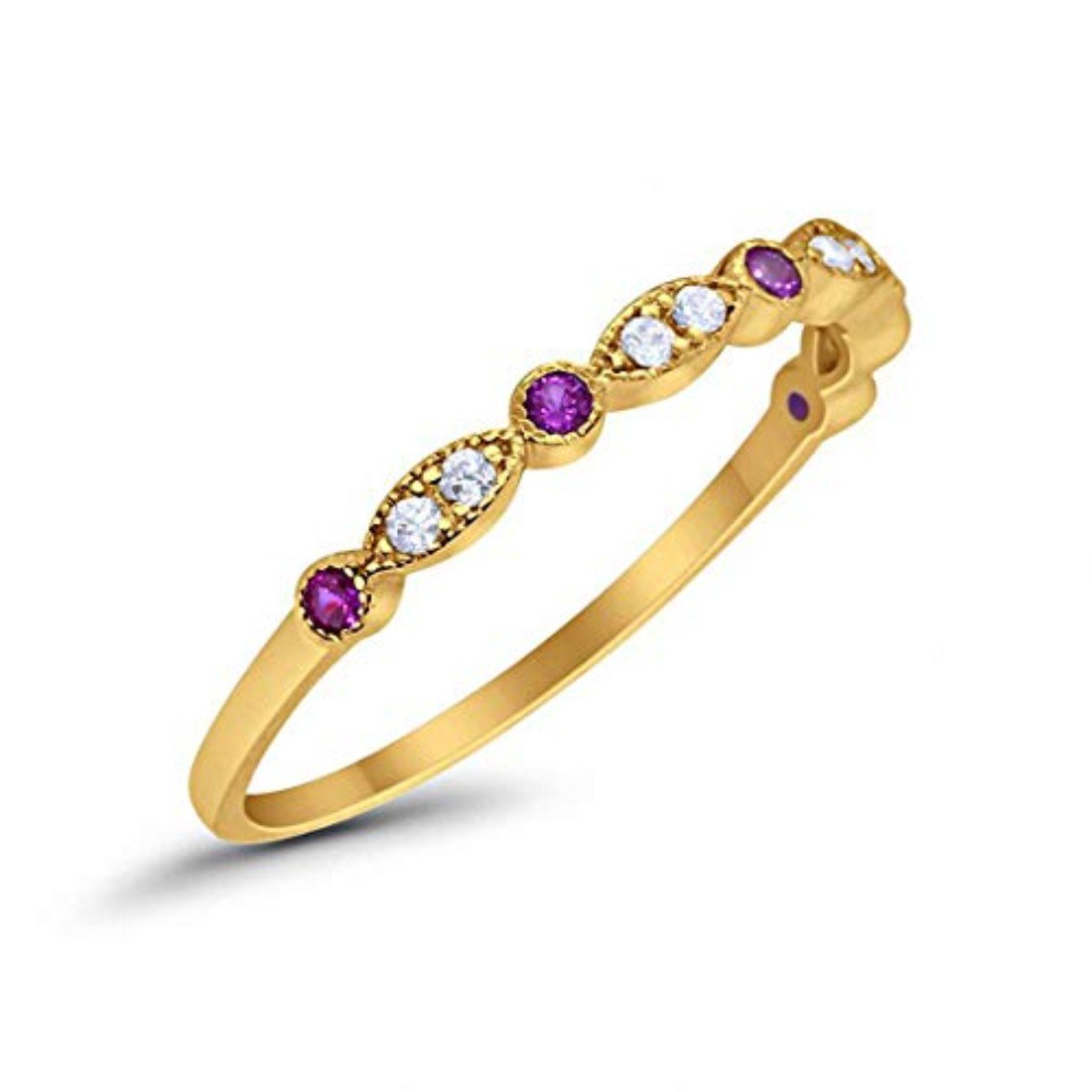 Half Eternity Wedding Ring Art Deco Simulated Cubic Zirconia 925 Sterling Silver