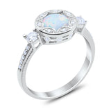 Vintage Antique Style Art Deco Bezel Halo Engagement Ring Round Cubic Zirconia 925 Sterling Silver Choose Color