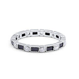 Art Deco Full Eternity Wedding Band Baguette Simulated CZ Ring 925 Sterling Silver