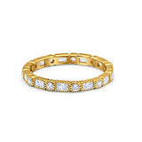 Art Deco Full Eternity Wedding Band Baguette Simulated CZ Ring 925 Sterling Silver