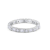 Art Deco Full Eternity Wedding Band Baguette Simulated CZ Ring 925 Sterling Silver