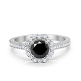 Art Deco Filigree Halo Wedding Engagement Bridal Ring Round Cubic Zirconia Solid 925 Sterling Silver Choose Color