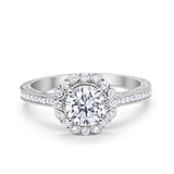 Art Deco Filigree Halo Wedding Engagement Bridal Ring Round Cubic Zirconia Solid 925 Sterling Silver Choose Color