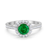 Art Deco Filigree Halo Wedding Engagement Bridal Ring Round Cubic Zirconia Solid 925 Sterling Silver Choose Color