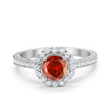 Art Deco Filigree Halo Wedding Engagement Bridal Ring Round Cubic Zirconia Solid 925 Sterling Silver Choose Color