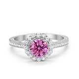 Art Deco Filigree Halo Wedding Engagement Bridal Ring Round Cubic Zirconia Solid 925 Sterling Silver Choose Color