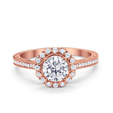 Art Deco Filigree Halo Wedding Engagement Bridal Ring Round Cubic Zirconia Solid 925 Sterling Silver Choose Color