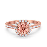 Art Deco Filigree Halo Wedding Engagement Bridal Ring Round Cubic Zirconia Solid 925 Sterling Silver Choose Color