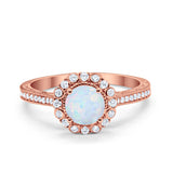 Art Deco Filigree Halo Wedding Engagement Bridal Ring Round Cubic Zirconia Solid 925 Sterling Silver Choose Color