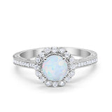 Art Deco Filigree Halo Wedding Engagement Bridal Ring Round Cubic Zirconia Solid 925 Sterling Silver Choose Color