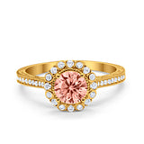 Art Deco Filigree Halo Wedding Engagement Bridal Ring Round Cubic Zirconia Solid 925 Sterling Silver Choose Color