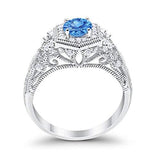 Fancy Art Deco Wedding Ring 925 Sterling Silver Round Simulated Cubic Zirconia