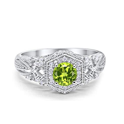 Fancy Art Deco Wedding Ring 925 Sterling Silver Round Simulated Cubic Zirconia