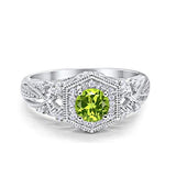 Fancy Art Deco Wedding Ring 925 Sterling Silver Round Simulated Cubic Zirconia