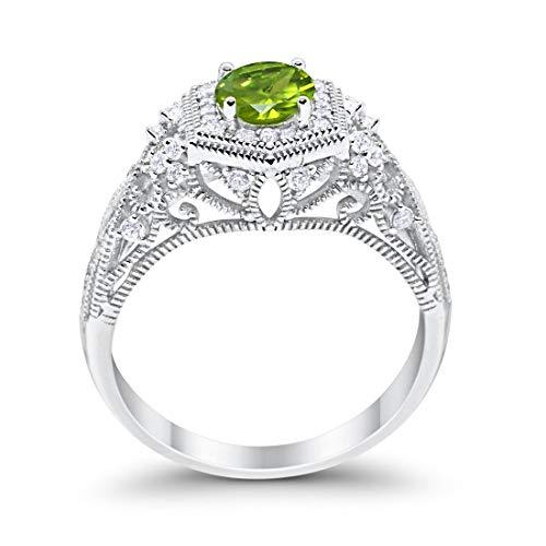 Fancy Art Deco Wedding Ring 925 Sterling Silver Round Simulated Cubic Zirconia