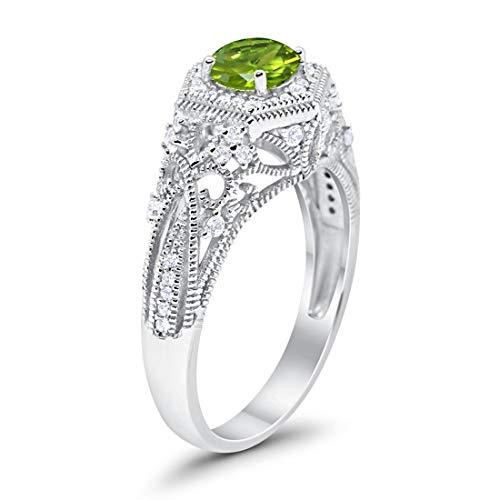 Fancy Art Deco Wedding Ring 925 Sterling Silver Round Simulated Cubic Zirconia