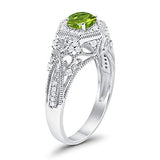 Fancy Art Deco Wedding Ring 925 Sterling Silver Round Simulated Cubic Zirconia