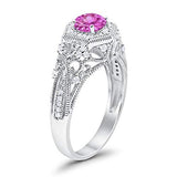 Fancy Art Deco Wedding Ring 925 Sterling Silver Round Simulated Cubic Zirconia