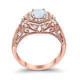 Fancy Art Deco Wedding Ring 925 Sterling Silver Round Simulated Cubic Zirconia