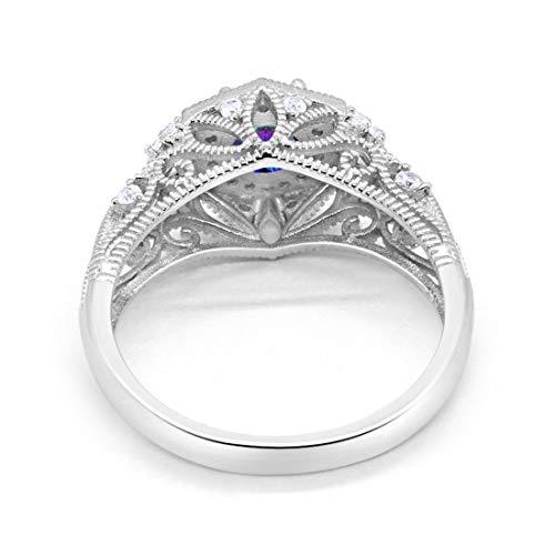 Fancy Art Deco Wedding Ring 925 Sterling Silver Round Simulated Cubic Zirconia