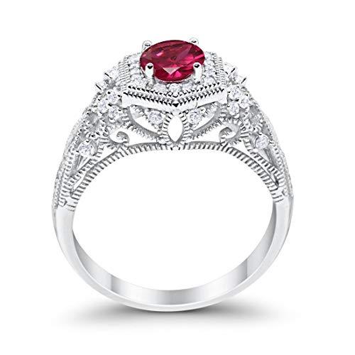 Fancy Art Deco Wedding Ring 925 Sterling Silver Round Simulated Cubic Zirconia