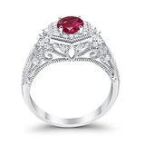 Fancy Art Deco Wedding Ring 925 Sterling Silver Round Simulated Cubic Zirconia