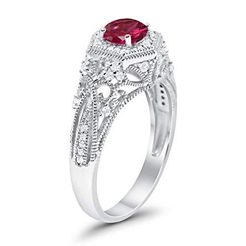 Fancy Art Deco Wedding Ring 925 Sterling Silver Round Simulated Cubic Zirconia