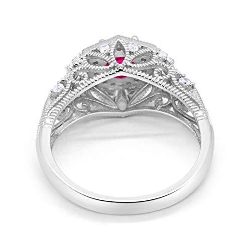 Fancy Art Deco Wedding Ring 925 Sterling Silver Round Simulated Cubic Zirconia