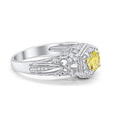 Fancy Art Deco Wedding Ring 925 Sterling Silver Round Simulated Cubic Zirconia