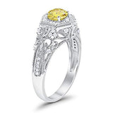 Fancy Art Deco Wedding Ring 925 Sterling Silver Round Simulated Cubic Zirconia